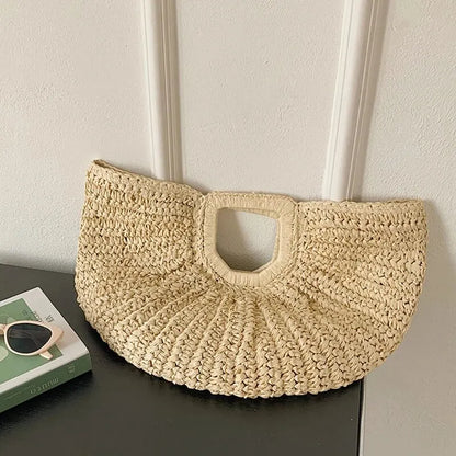 Luxury Half-Moon Straw Tote