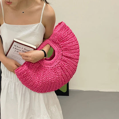 Luxury Half-Moon Straw Tote