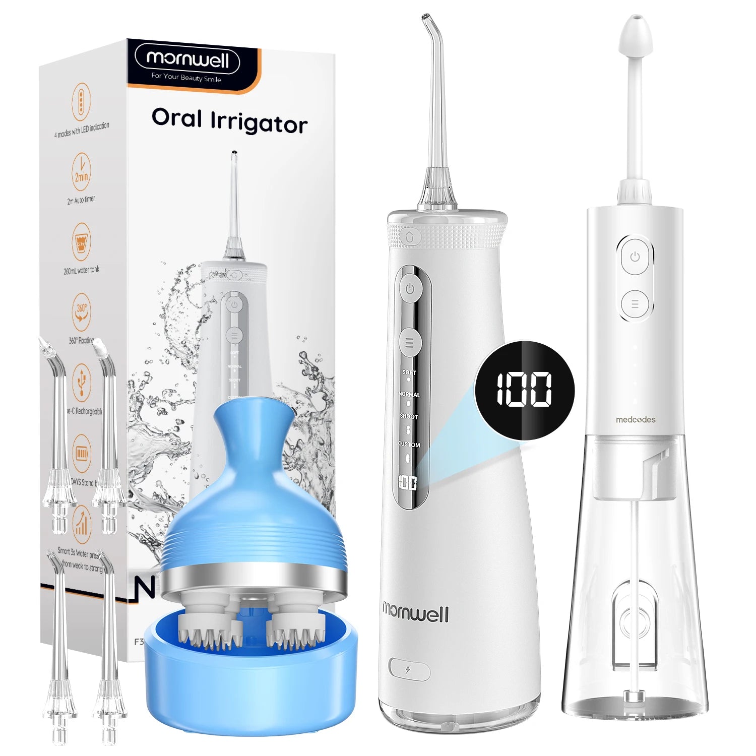 Professional Cordless Water Flosser & Scalp Massager Combo for Oral & Body Care - 39