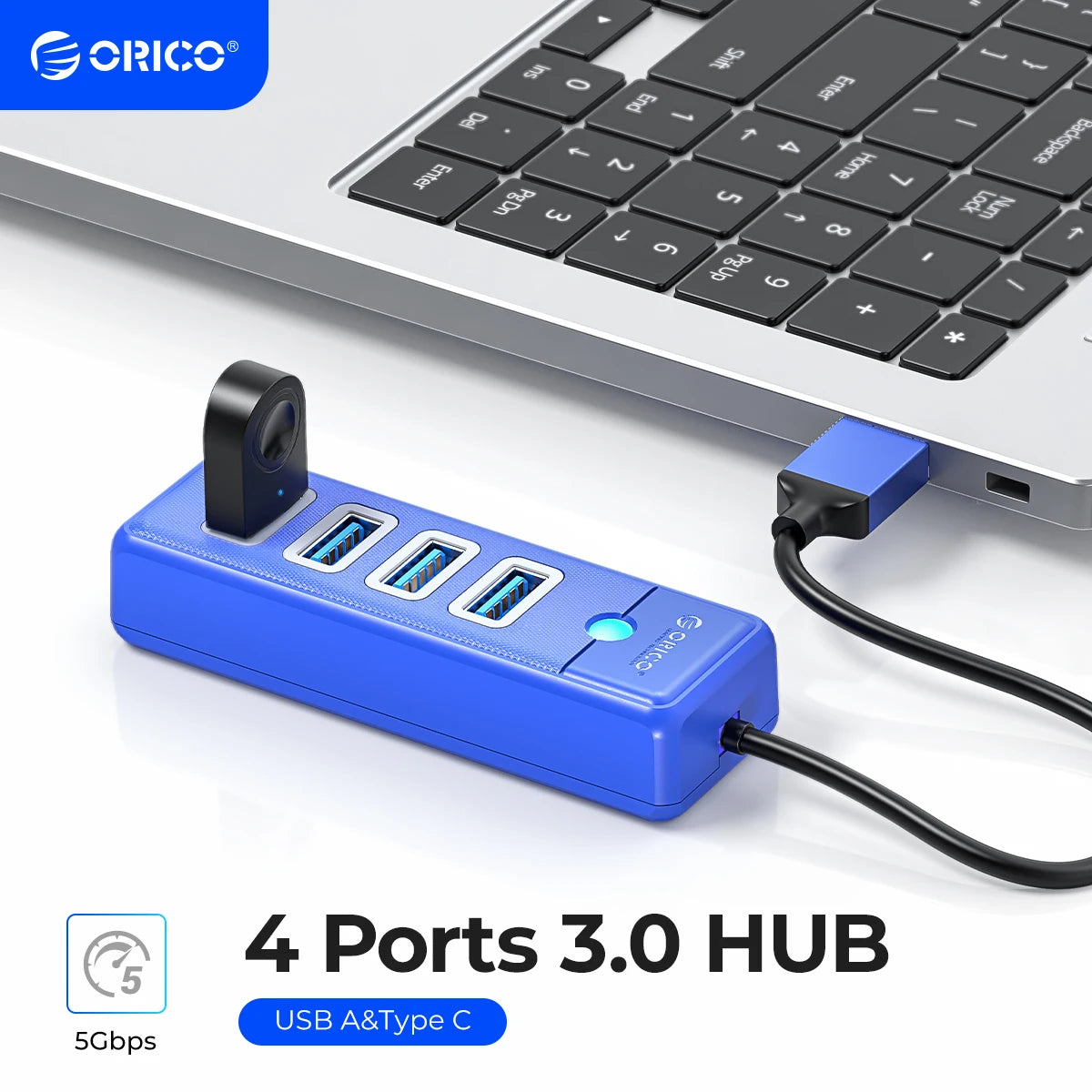 4-Port USB 3.0 Hub High-Speed Data Splitter for PC Laptop Desktop - 1
