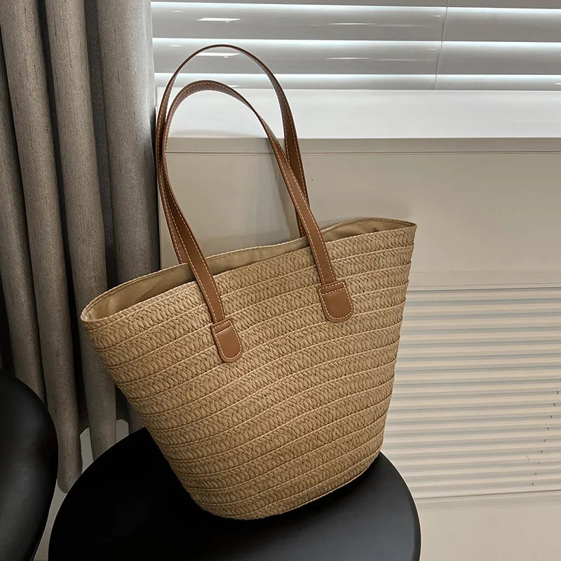Luxury Bohemian Knitted Straw Tote
