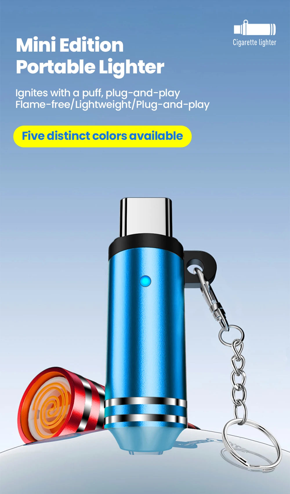 Mini USB-C Portable Cigarette Lighter - Instant Flameless Igniter