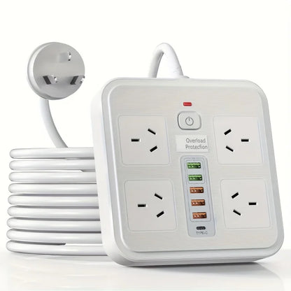 10-in-1 AU Power Board with 5 USB & 1 Type-C Ports – Surge Protected