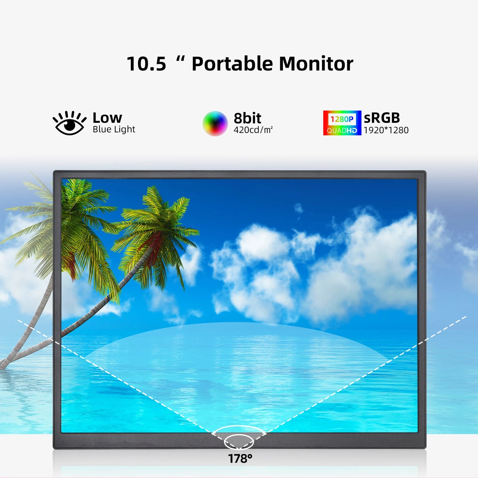 10.5" Portable Monitor 1920x1280 IPS HDR Gaming Display for Laptop & Console - 3