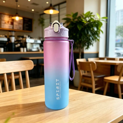 Motivational 750ml Sports Water Bottle with Time Marker & Leak-Proof Straw