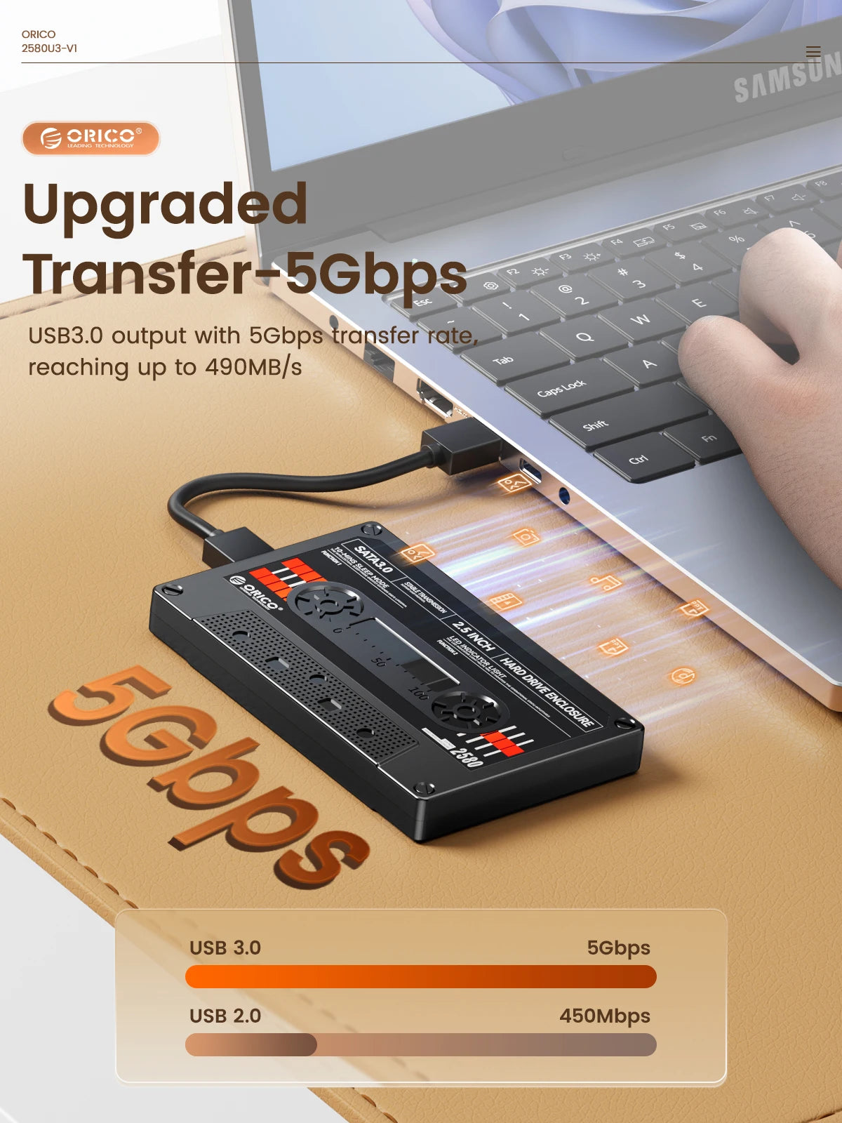 ORICO 2.5" SATA to USB 3.0 External Hard Drive Enclosure Case - 8