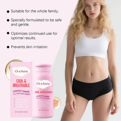 OceAura All-Over Body Cooling Powder - Sweat Absorbing & Anti-Chafing Formula
