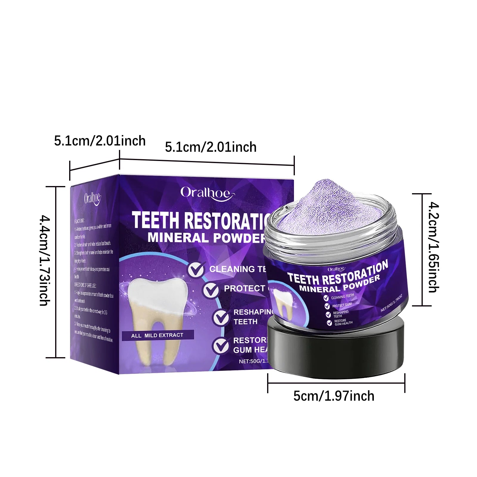 Purple Teeth Whitening Powder - Deep Stain Removal & Enamel Repair Formula - 6