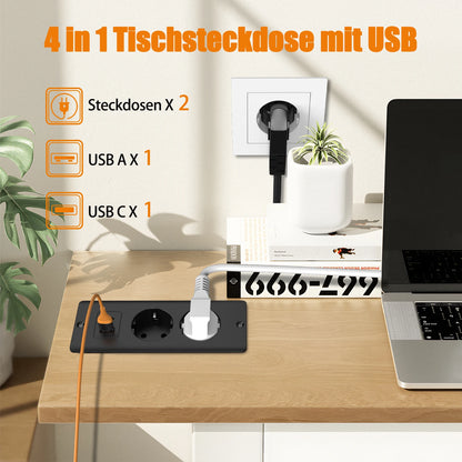 German Standard Dual Socket with PD 20W USB-C & 2.4A USB Fast Charging