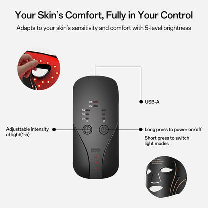 7-Color LED Light Therapy Face and Neck Mask for Skin Rejuvenation
