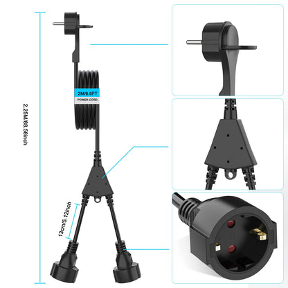 Heavy Duty EU Extension Cord - 4000W Waterproof Power Socket for Home