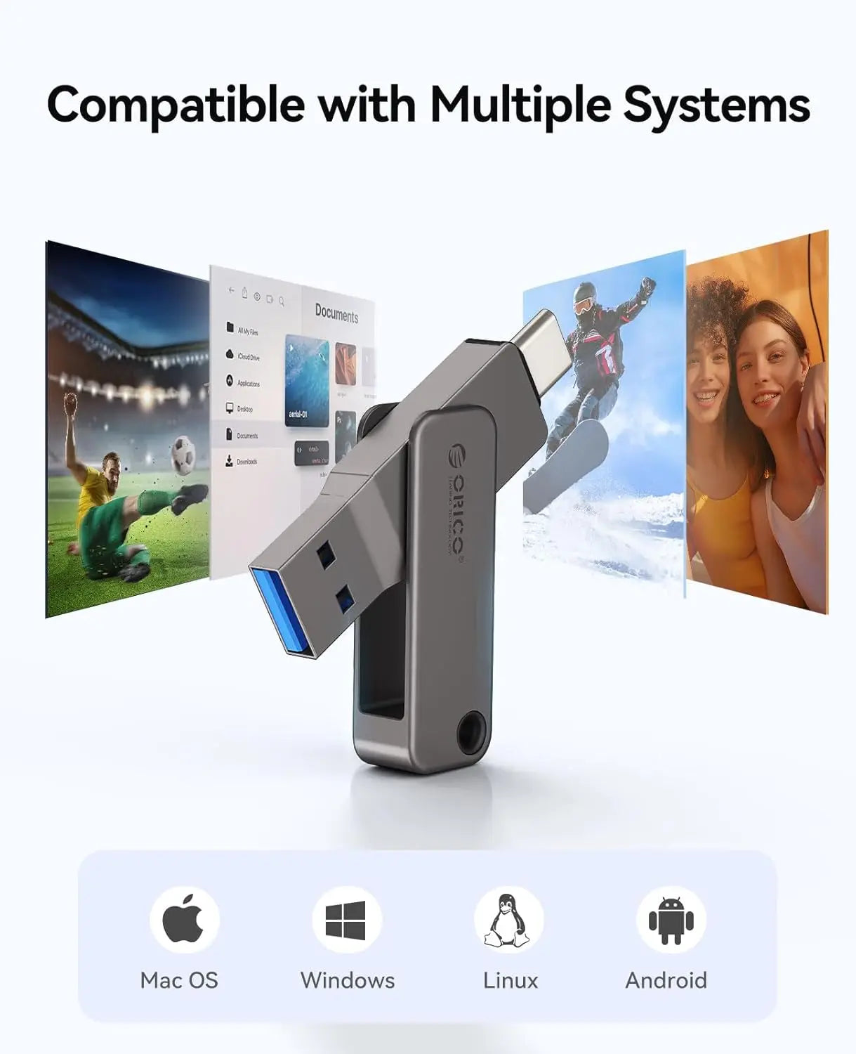 Dual USB-C & USB-A Flash Drive - Fast 150MB/s Metal Thumb Drive for Phone - 6