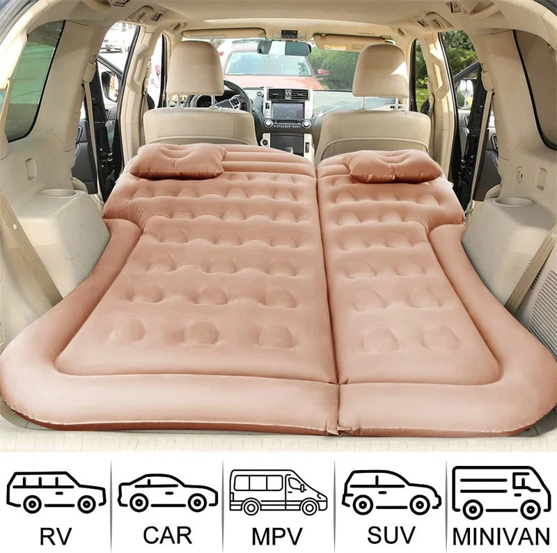 Universal Inflatable Car Air Mattress - Travel Bed & Portable Camping Mat with Pillows