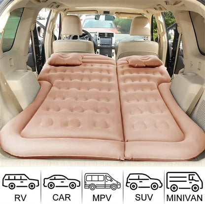 Universal Inflatable Car Air Mattress - Travel Bed & Portable Camping Mat with Pillows