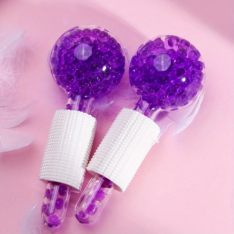 2Pcs Cooling Facial Ice Globes - Cold Roller Massager for Face & Eyes, Puffiness Relief - 18