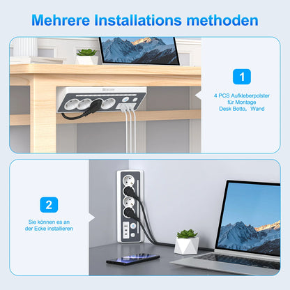 7-in-1 Wall Mount Power Strip with USB-C Fast Charging & LED Night Light