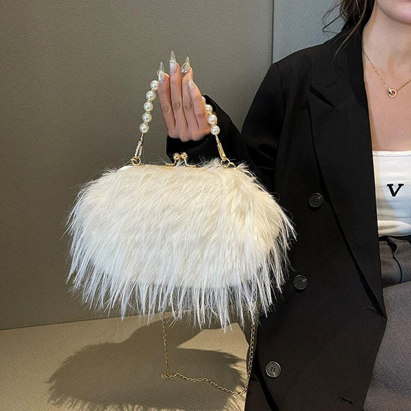 Luxury Plush Pearl Handbag