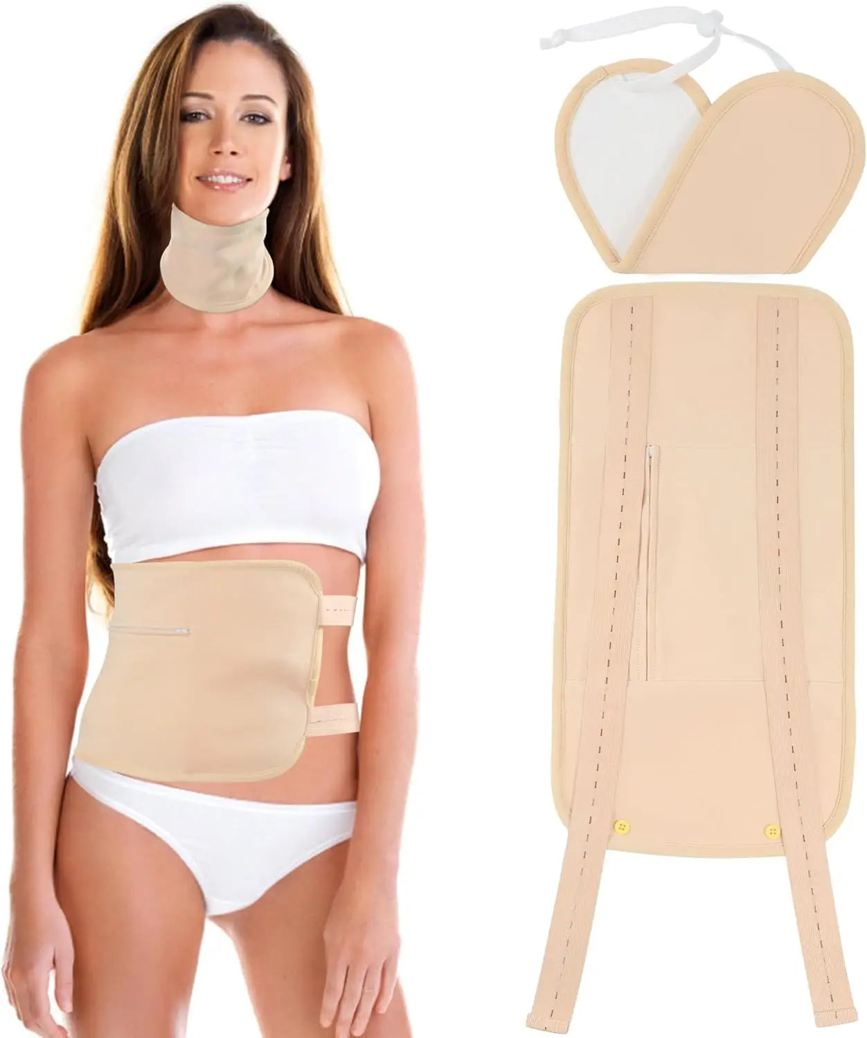 Reusable Castor Oil Pack Wrap - Adjustable Compression Waist Support Band - 26