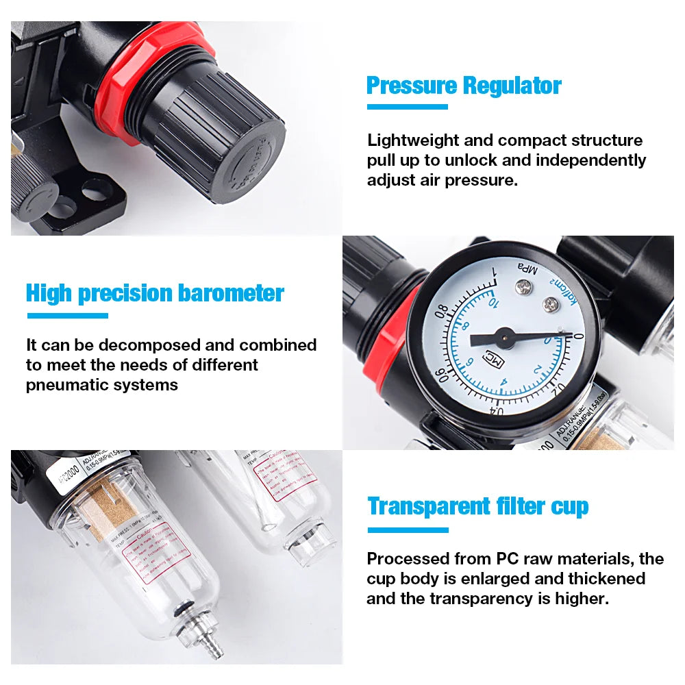 G1/4 Air Compressor Water Oil Separator - Filter Pressure Regulator & Lubricator