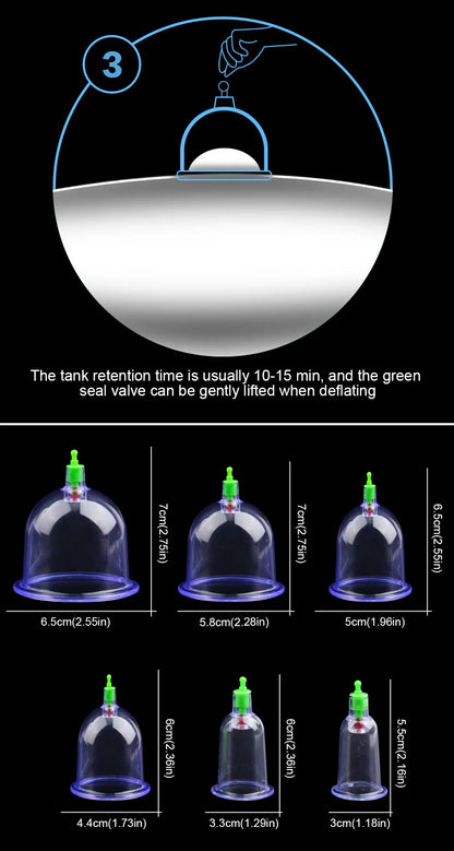 6-Cup Vacuum Cupping Therapy Set with Hand Pump