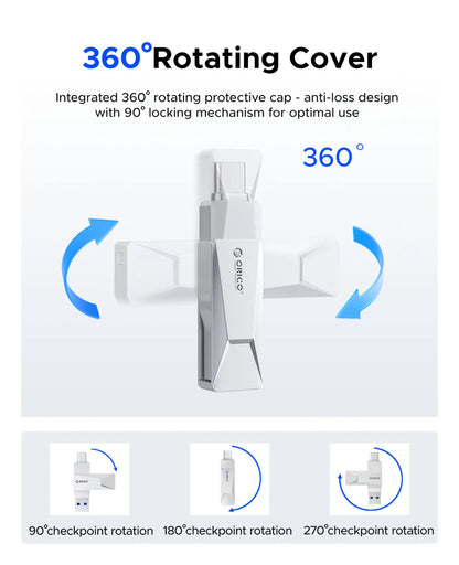256GB Dual USB-C & USB-A 3.2 Flash Drive - High-Speed Metal Thumb Drive
