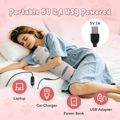 Cute USB Heated Cat Plush Pillow - Electric Hot Compress for Pain & Comfort