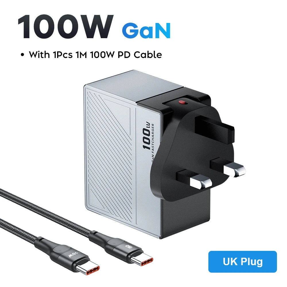 100W GaN USB-C Fast Charger - Multi-Port PD Quick Charging Adapter - 31