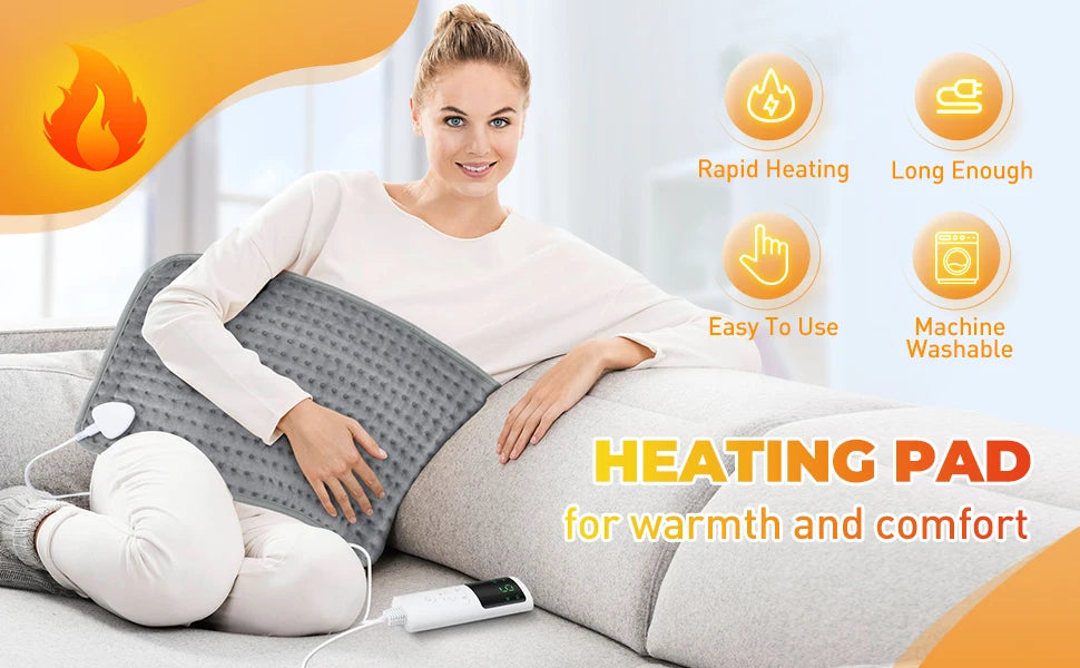Electric Heating Pad for Back Neck & Shoulder Pain Relief with 9 Heat Settings
