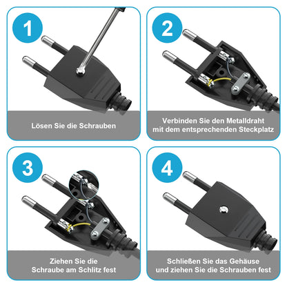 EU Plug Adapter Repair Kit - 250V Rewireable Schuko Power Connector