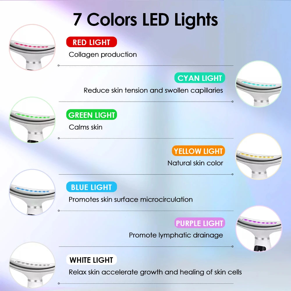 LED Light Therapy Face & Neck Lifting Massager - Anti-Aging Skin Tightening Tool - 8