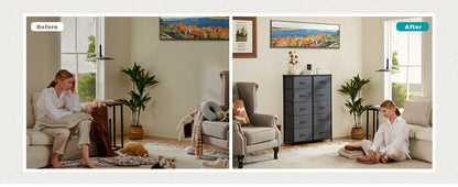 10-Drawer Fabric Dresser Organizer with Sturdy Steel Frame Storage Unit
