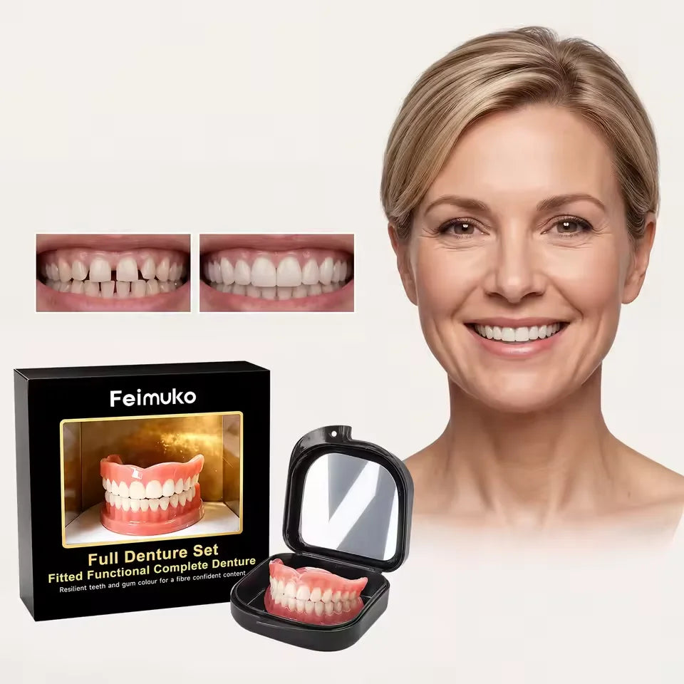 Full Mouth Silicone Denture Set - Natural Lifelike Smile & Comfortable Fit