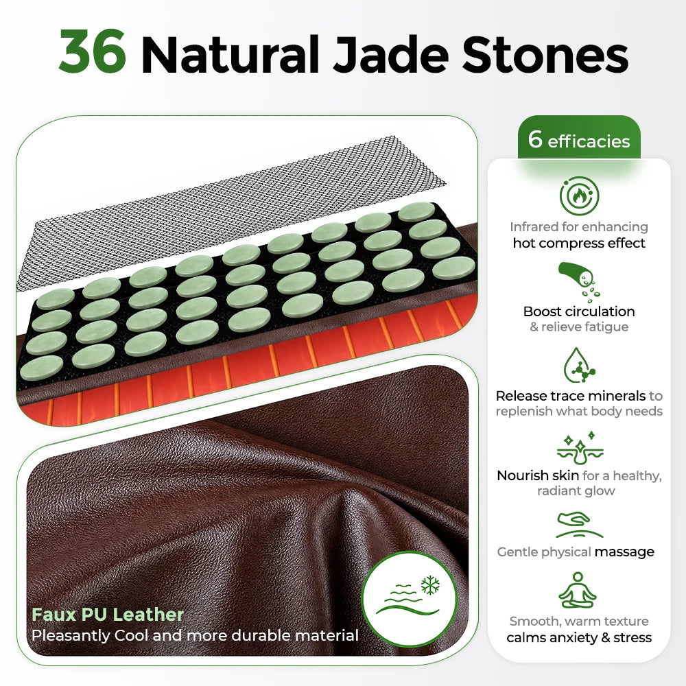 Jade Stone Heating Pad - Double Sided Heated Seat Cushion for Back & Body Pain - 8