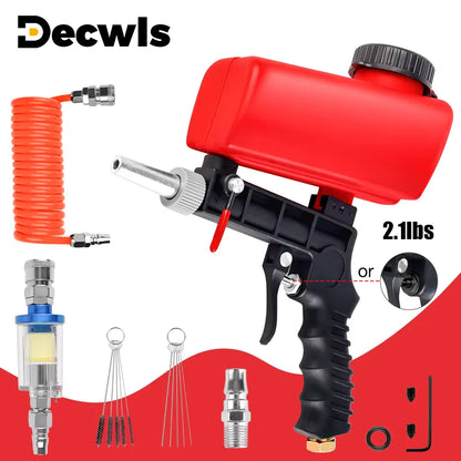 Portable Pneumatic Sandblasting Gun Set - 90 PSI Gravity Feed Rust Paint Remover Tool