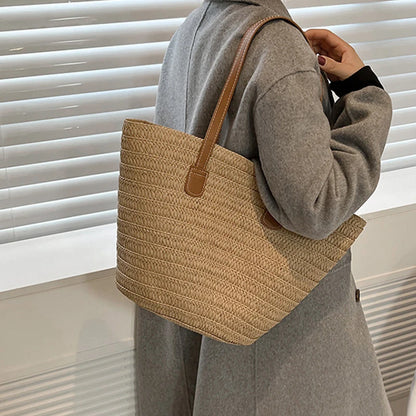 Luxury Bohemian Knitted Straw Tote
