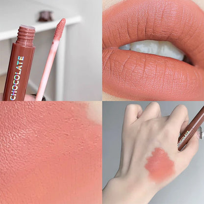 5-Piece Chocolate Matte Lip Glaze Set - Long-Lasting Waterproof Lip Tint