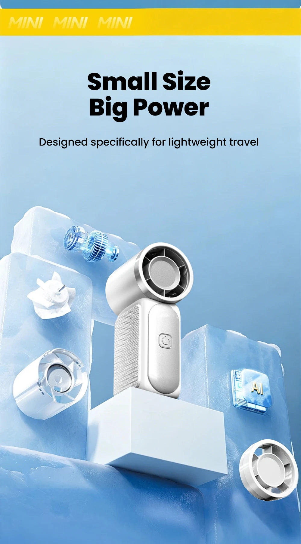 Portable 5-Speed Handheld Mini Fan USB-C Rechargeable Cooling Fan - 10