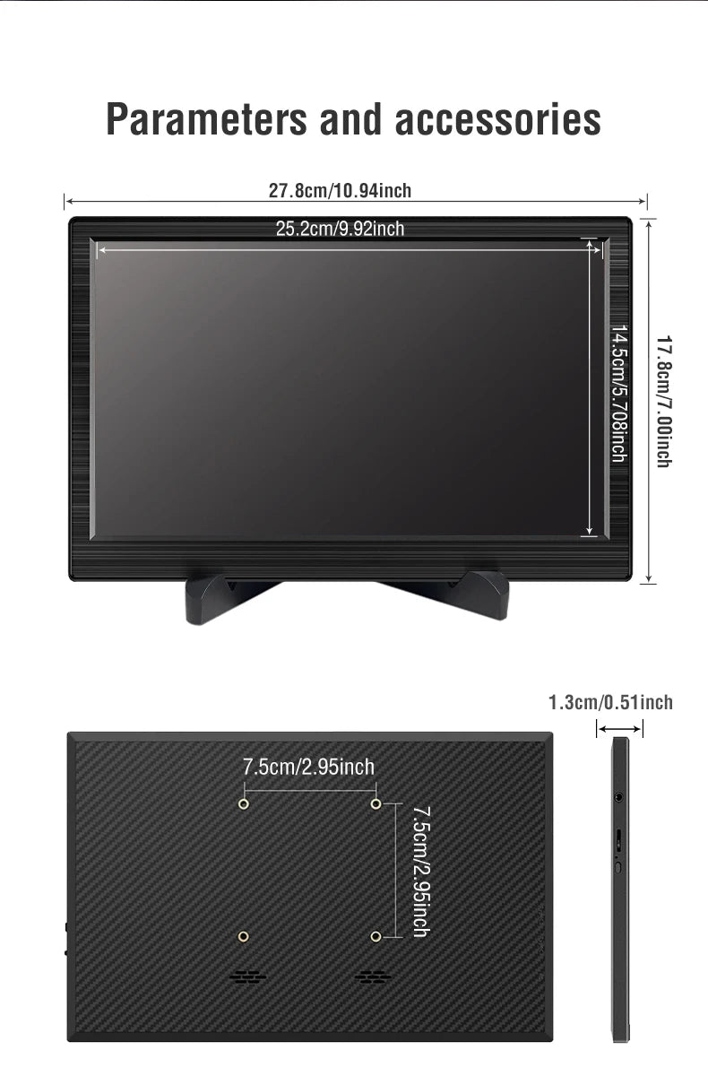 11.6" Portable Laptop Monitor - HDMI & Type-C External Travel Screen - 14