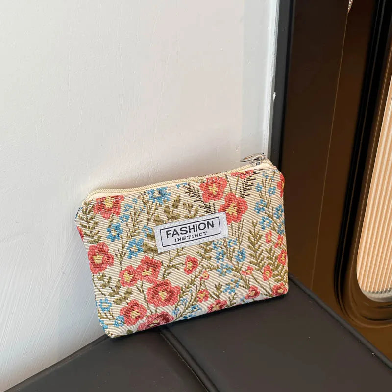 Luxury Retro Floral Canvas Clutch