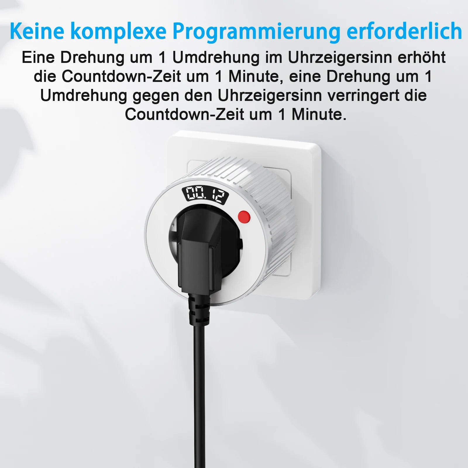 EU Standard 24-Hour Digital Rotary Countdown Timer Socket 3680W - 6