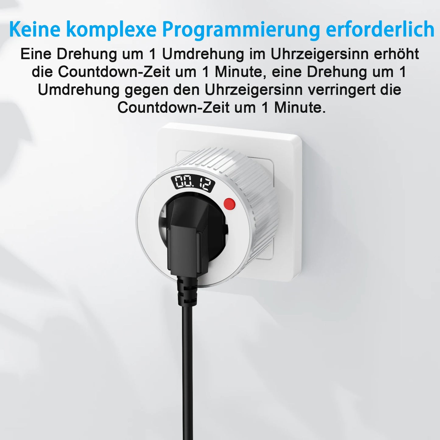 EU Standard 24-Hour Digital Rotary Countdown Timer Socket 3680W
