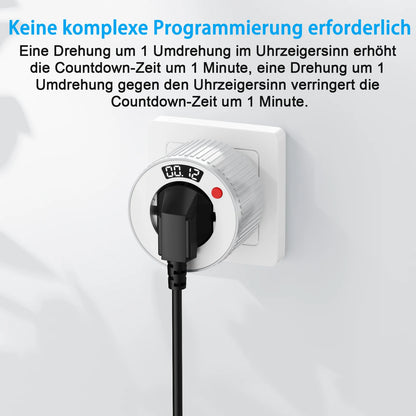 EU Standard 24-Hour Digital Rotary Countdown Timer Socket 3680W