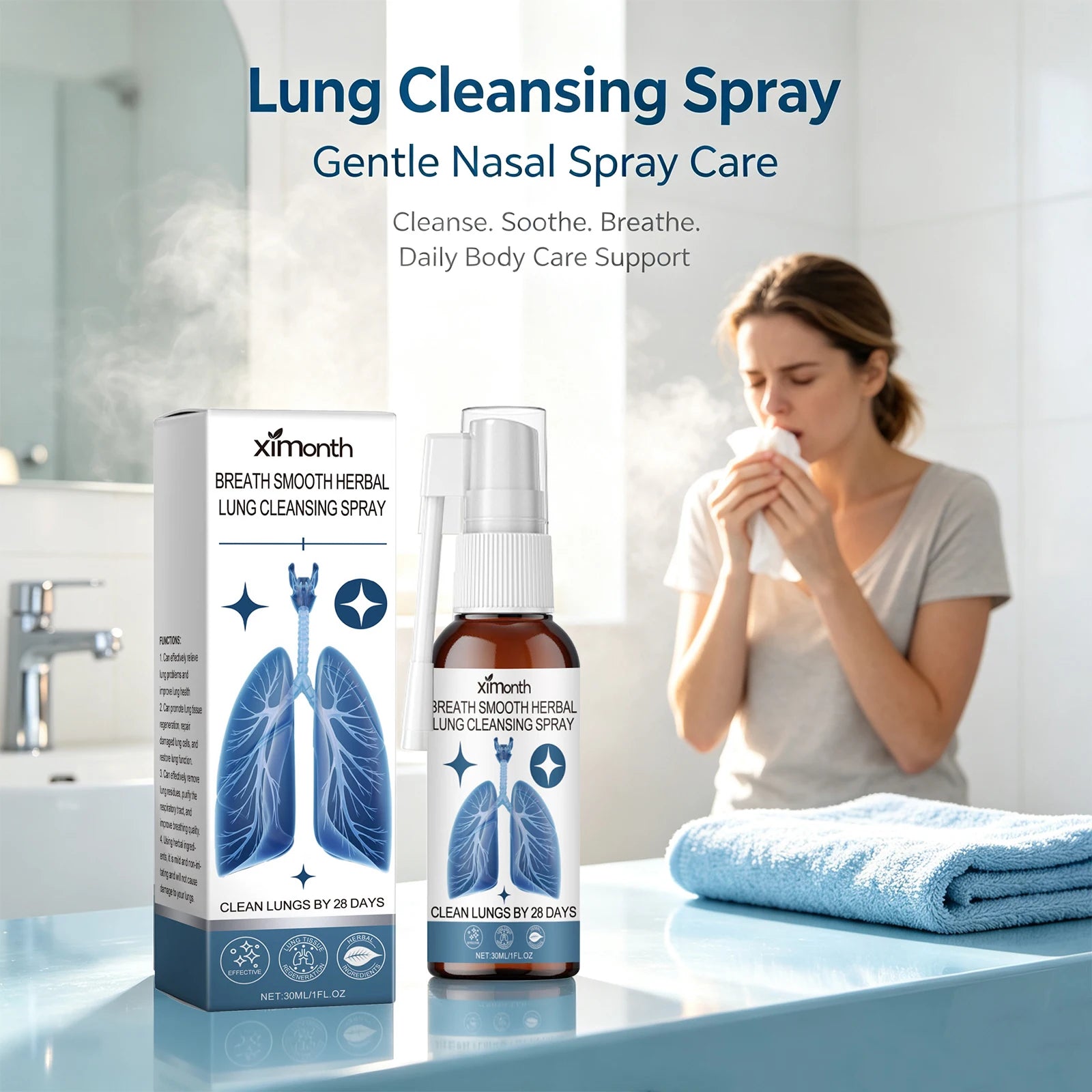 Herbal Lung Cleansing & Nasal Care Spray - Natural Throat & Respiratory Support - 1