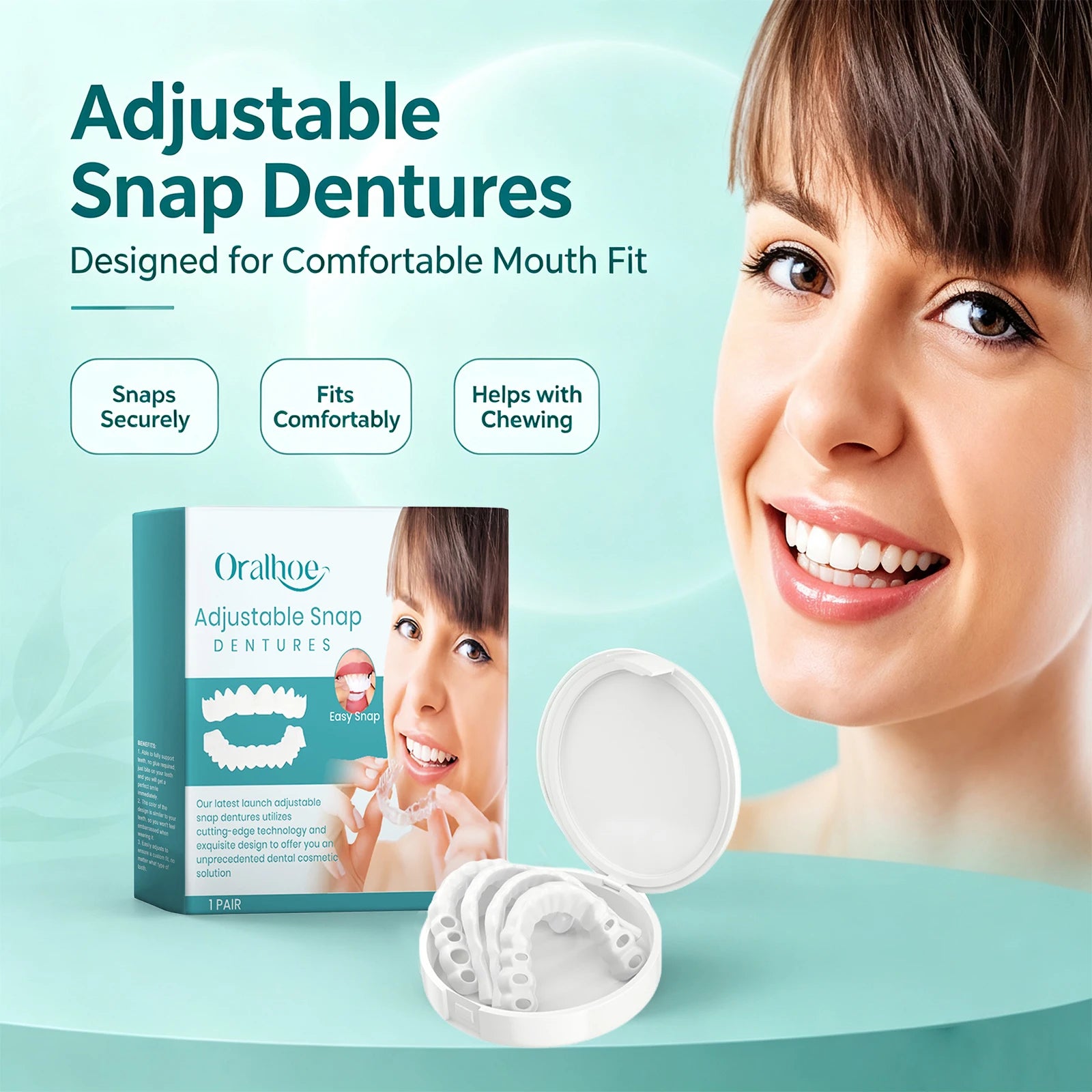 Adjustable Snap-On Dentures for Natural Smile & Comfortable Fit - 5