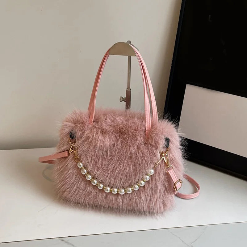 Luxury Plush Pearl Handbag