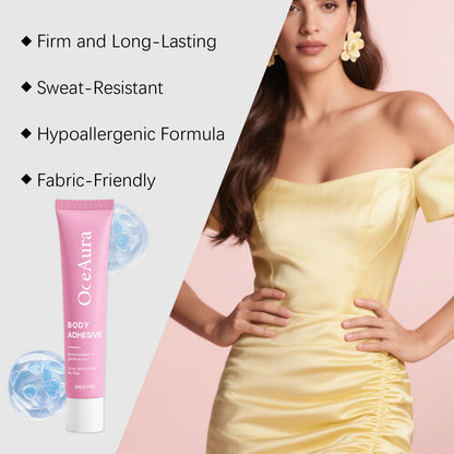Fashion Body Adhesive for Clothing - Sweatproof & Invisible Secure Fabric Glue