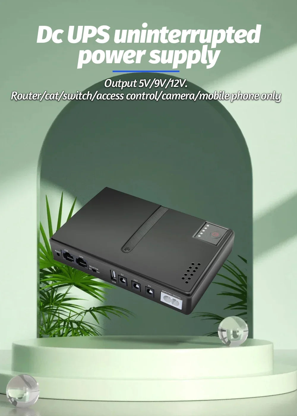 Mini Portable UPS Backup Power Supply for WiFi Routers & Security Cameras - 8