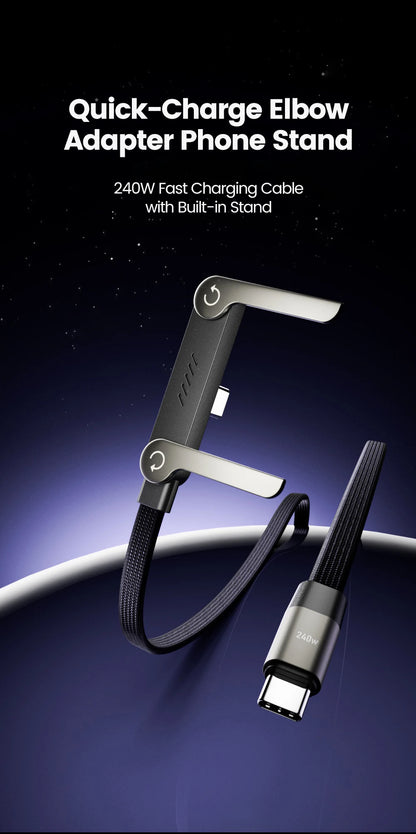 240W USB-C to USB-C Fast Charging Cable with Built-in Desktop Phone Holder