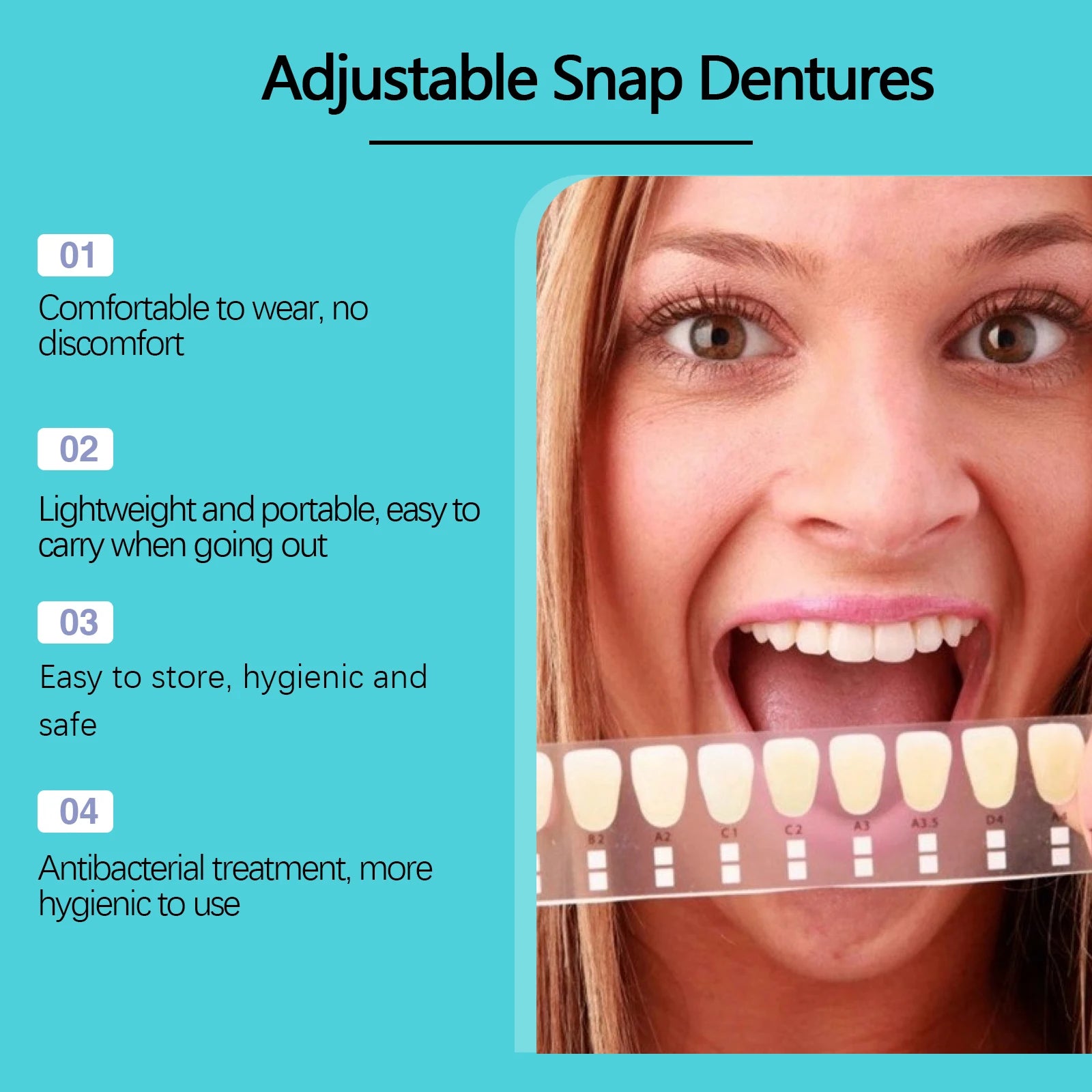Adjustable Snap-On Dentures for Natural Smile & Comfortable Fit - 10