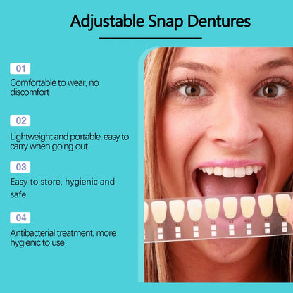 Adjustable Snap-On Dentures for Natural Smile & Comfortable Fit